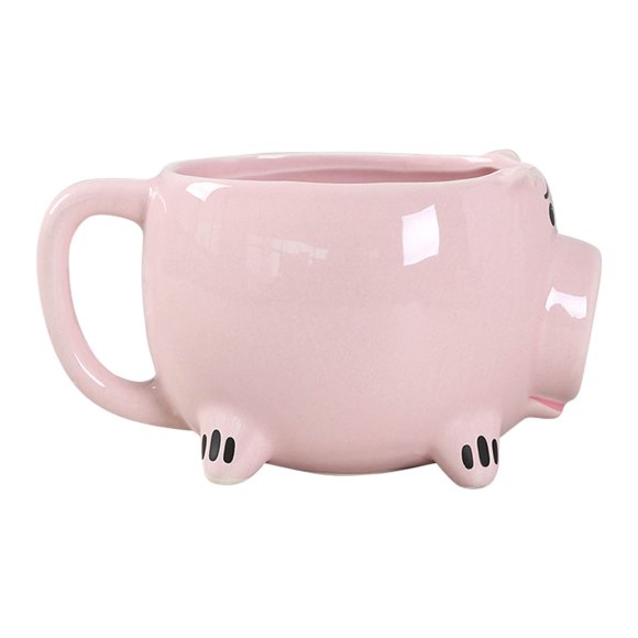 Taza de café de cerámica, taza de café de cerámica, taza ancha para beber de dibujos animados, taza de café con forma de cerdito creada magistralmente