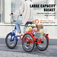 thumbnail image 4 of VEVOR Triciclo plegable para adultos, triciclo plegable para adultos de 20 pulgadas y 7 velocidades, bicicleta de crucero de 3 ruedas de acero al carbono con canasta grande y asiento ajustable, 4 of 9