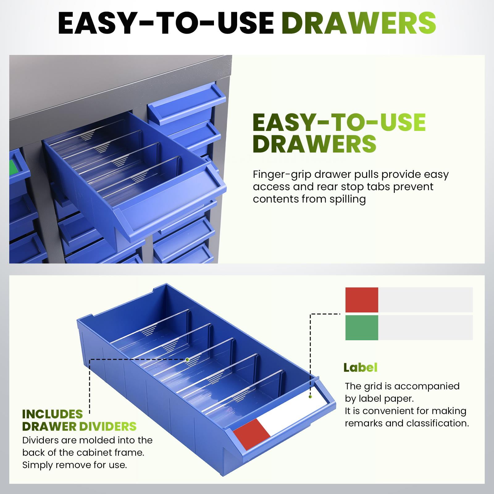 100 Drawers Parts Storage Cabinet, Hardware Tool Cabinet with Dividers and Labels, Tool Storage Cabinet with Plastic Drawers, Nut and Bolt Organizer for Garage Workshop Organization