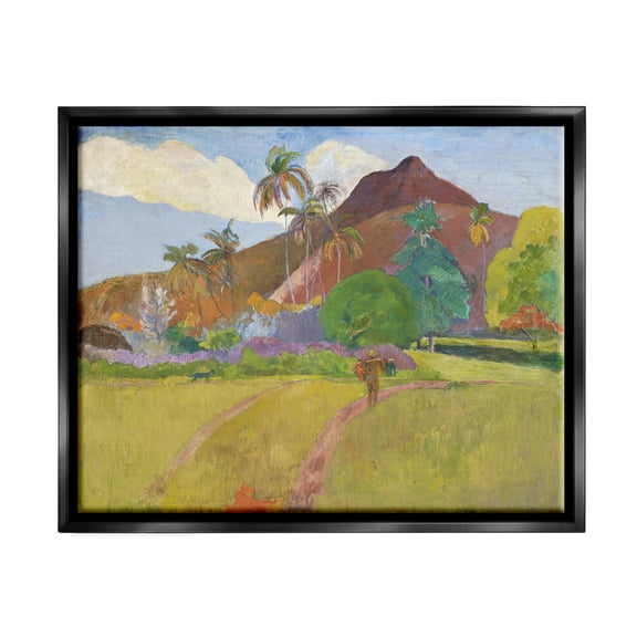 Stupell Tahitian Landscape Gauguin Painting Landscape Painting Black Floater Framed Art Print Wall Art