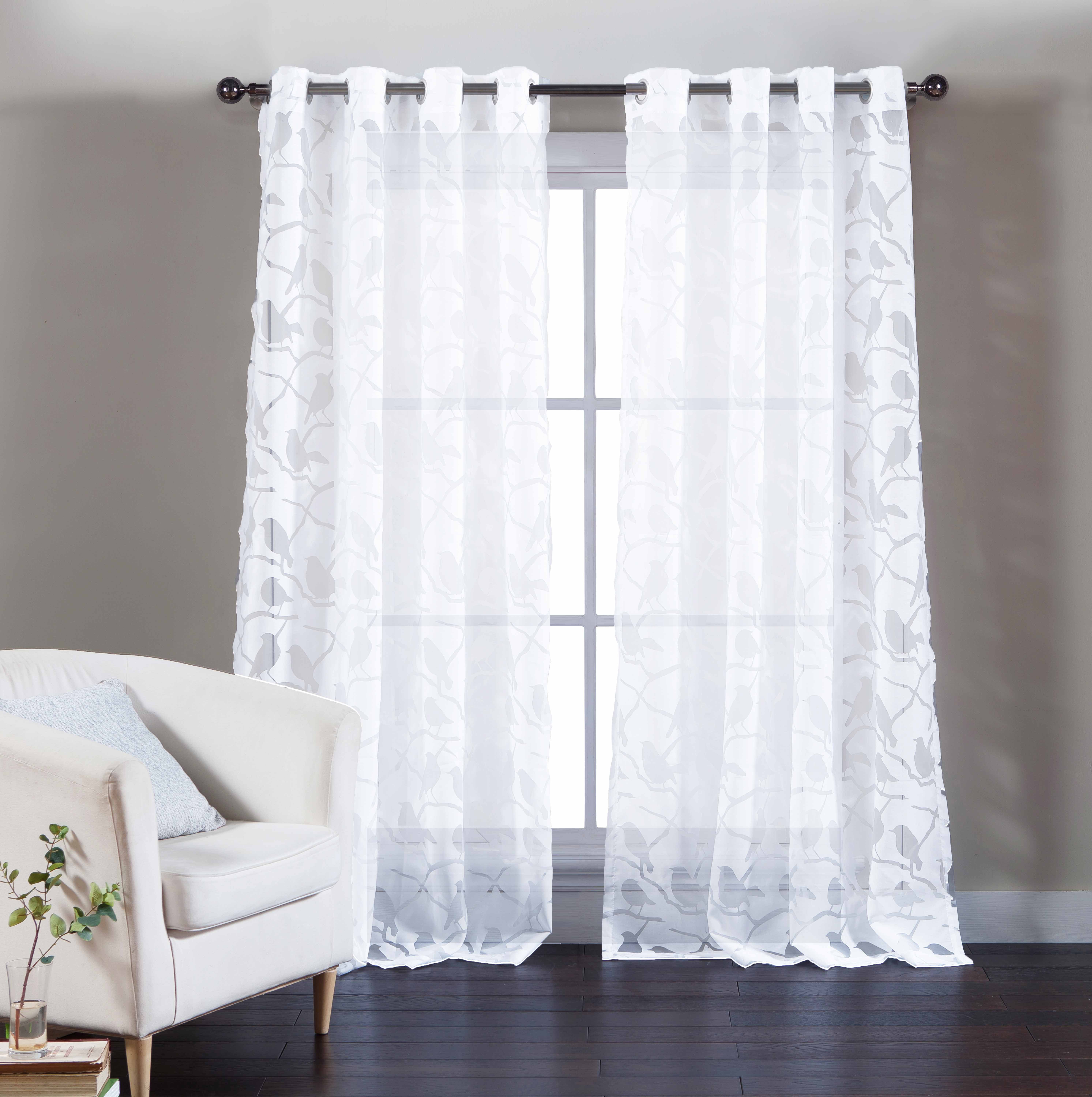 Single 1 Pure White Cotton Blend Sheer Window  Curtain 