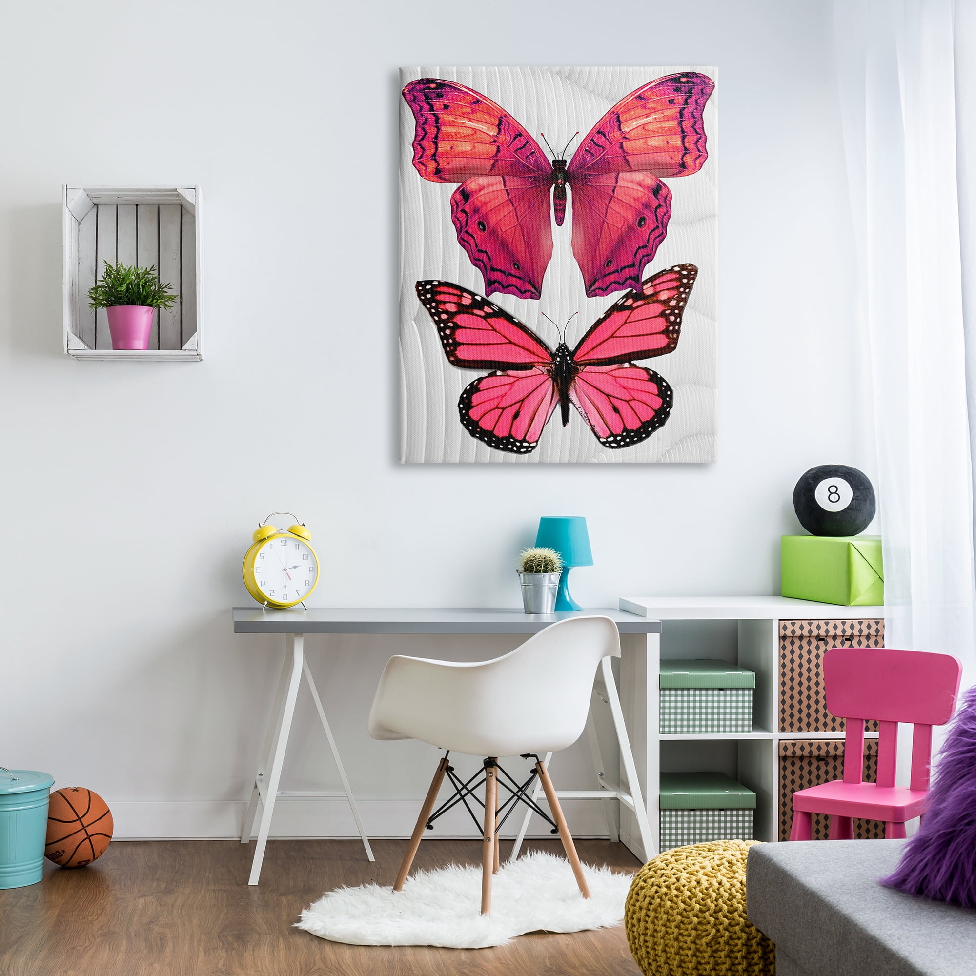 Stupell Industries Modern Pink Butterflies Animals & Insects Painting Gallery Wrapped Canvas Print Wall Art, 36 x 48