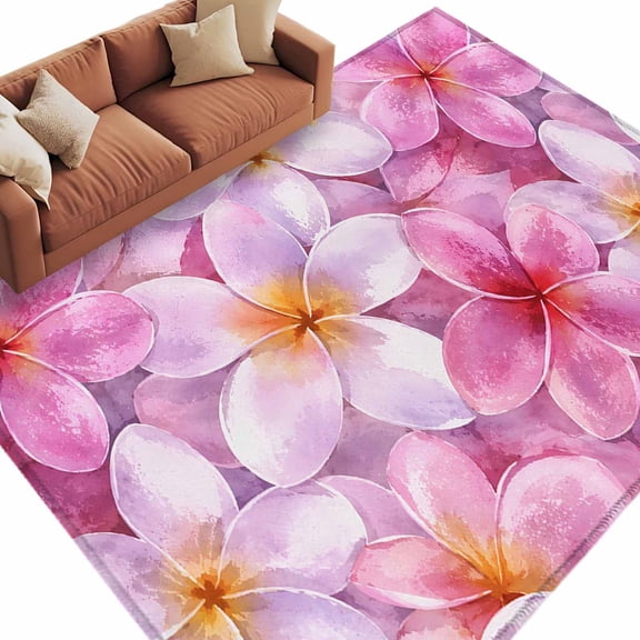 Pink Flowers Area Rug 5x7 Washable Rug Non Slip Spring Botanical Blooms Floral Petal Large Area Rug Soft Stainresistant Indoor Floor Carpet for Living Room Bedroom Home Office Dining Room Nursery