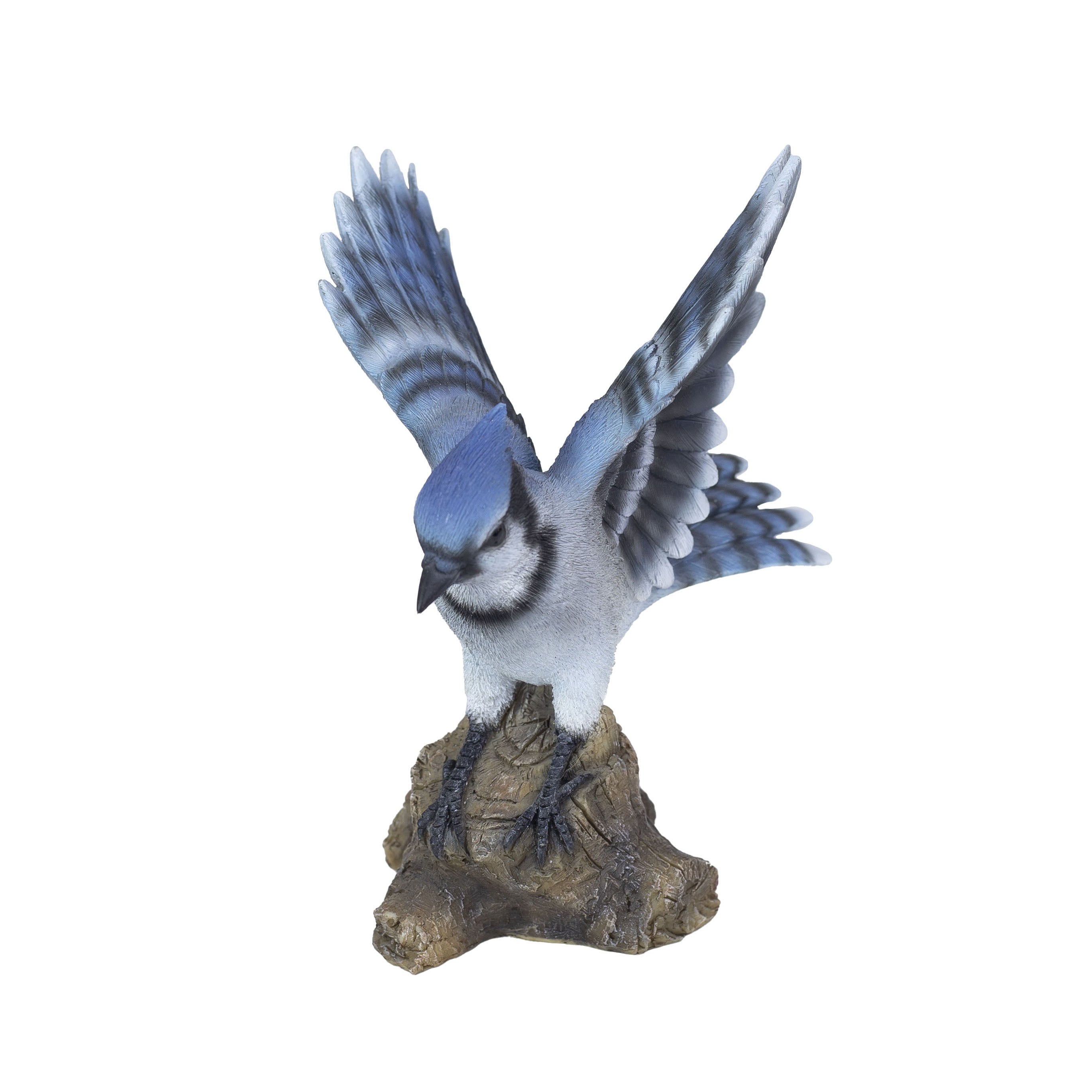 SOREAL Blue Blue Jay on stump | Handcrafted Decorative Bird Statue for Home & Garden | Premium Polyresin, Weather-Resistant Indoor/Outdoor Decor