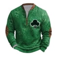 thumbnail image 1 of Penkiiy Haut Imprimé pour Hommes de la Saint-Patrick Demi-Fermeture à Glissière Manches Longues Col Rond TG Multicolore, 1 of 3
