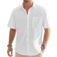 thumbnail image 1 of Camisa de lino de manga corta para hombre J.VER, blanca, talla grande, 1 of 5