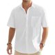 thumbnail image 1 of Camisa de hombre J.VER de lino, manga corta, botones, blanca, XL, 1 of 5