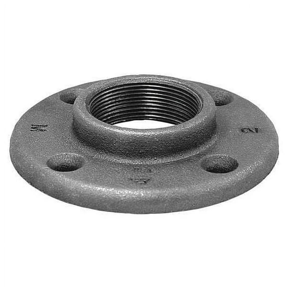 Flange Floor Flange, 1-1/4" Pipe, Flanged x FNPT, Malleable Iron, Class 150