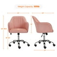 thumbnail image 4 of Yaheetech Modern Velvet Height-Adjustable Task Chairs with Armrests, Pink, 4 of 9