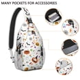 thumbnail image 2 of Sling Backpack,Playful Halloween Icons Pattern Sling Bag with Water Bottle Holder,Waterproof Sling Bag for Men/Women with Headphone Jack for Hiking,Travel, 2 of 6