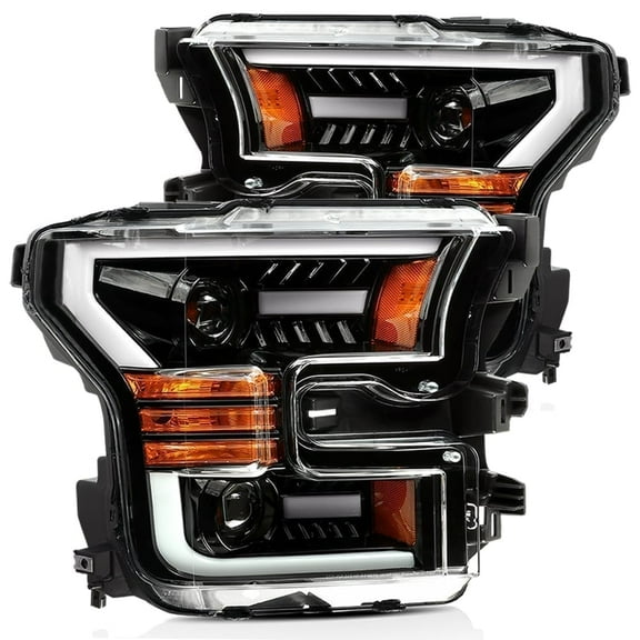 AlphaRex 15-17 Ford F150 / 17-20 Ford F150 Raptor LUXX-Series LED Projector Headlights Jet Black