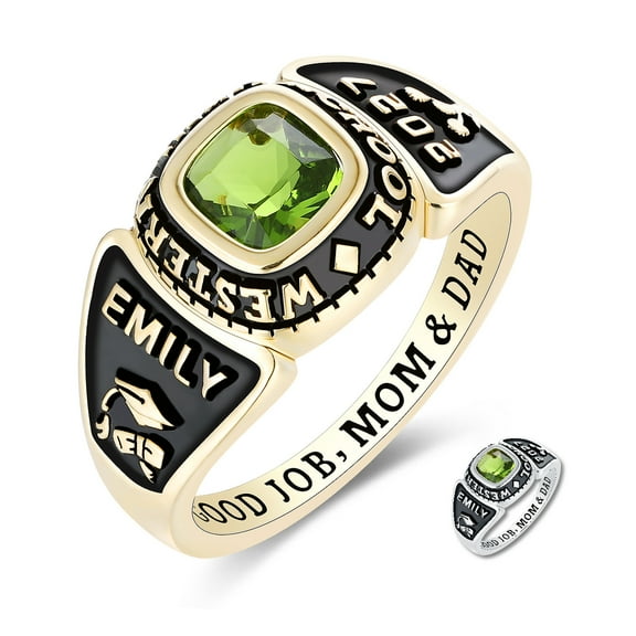 Mementos PJM Customized Women's Class Ring 10kt Yellow Gold for High School and College-Eternal
