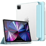 New iPad Pro 11 inch Case 2021 (3rd Gen) with Apple Pencil Holder, TPU Translucent Frosted Back Cover Smart Shel, Auto Wake/Sleep, Sky Blue