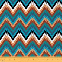 Homewish Western Tribal Fabric by the Yard 2 Yard,Rustic Aztec Room Decor Fabric by the Yard,Cyan Brown Geometric Fabric for Sewing For Girls Boys,Microfiber Bedroom Decor
