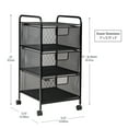 thumbnail image 4 of Mind Reader Rolling Storage Cart, Removable Drawers, Metal, 12.75"L x 13.25"W x 25"H, Black, 4 of 7