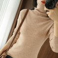 thumbnail image 3 of Jerséis para mujer, suéter tejido de cuello alto liso de otoño e invierno, manga larga Marrón xxl Yuyangstore Suéter de punto mujer, 3 of 4