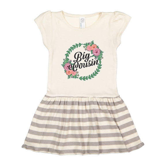 Inktastic Big Cousin with Flower Circle Gift Toddler Girl Dress