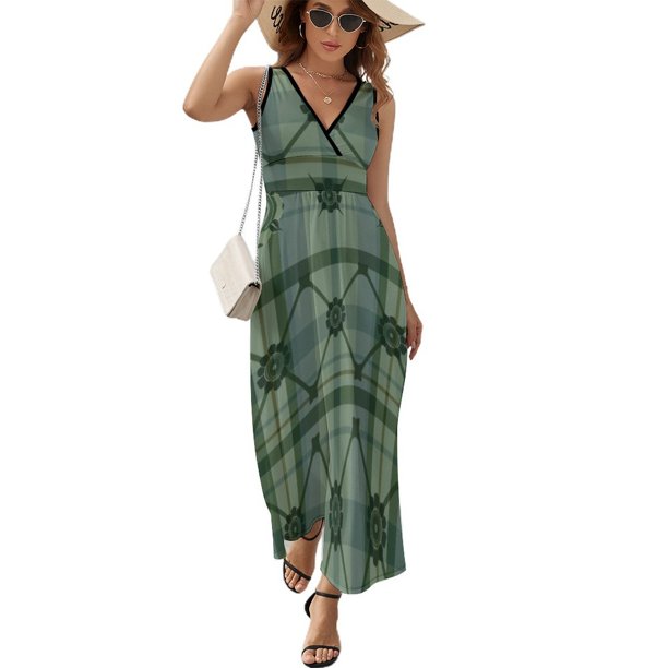 Geometric Grid Vestido Sin Mangas , Vestidos De Lujo Para Ocasiones Oficiales