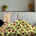 thumbnail image 3 of Fruit Soft Flannel Fleece Throw Blanket, Hand Drawn Cherry Design on Yellow Toned Curvy Stripes Summer Season Fruits, Cozy Plush for Indoor and Outdoor Use, 50" x 60", Multicolor, by Ambesonne, 3 of 5