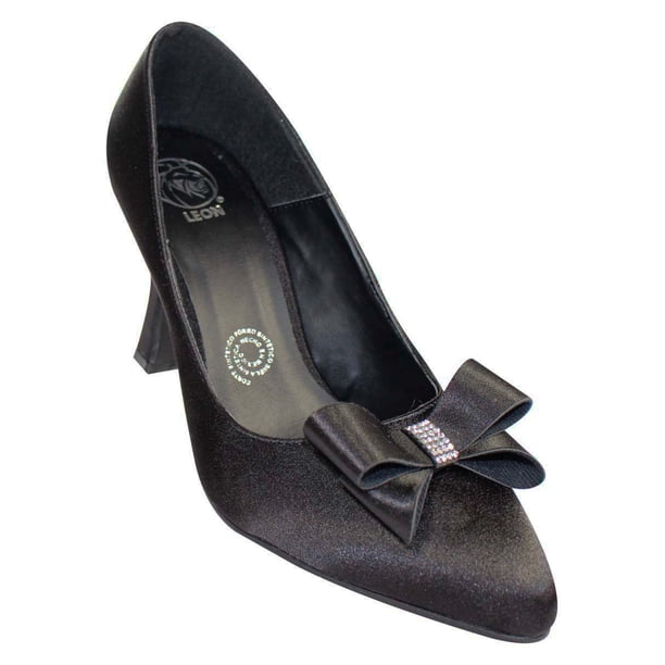 ZAPATILLA DE VESTIR LEON MUJER NEGRO SATIN 4918 LEON 4918p