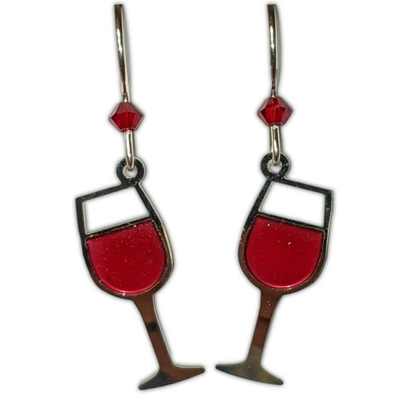 GLASS OF WINE Hypo-Allergenic Earrings, Sterling Silver Plated, by Sienna Sky