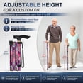 thumbnail image 3 of SupreGear Folding Walking Cane with T-Handle, Lightweight Adjustable Mobility Stick, 5 Height Settings,Purple Floral, 3 of 8