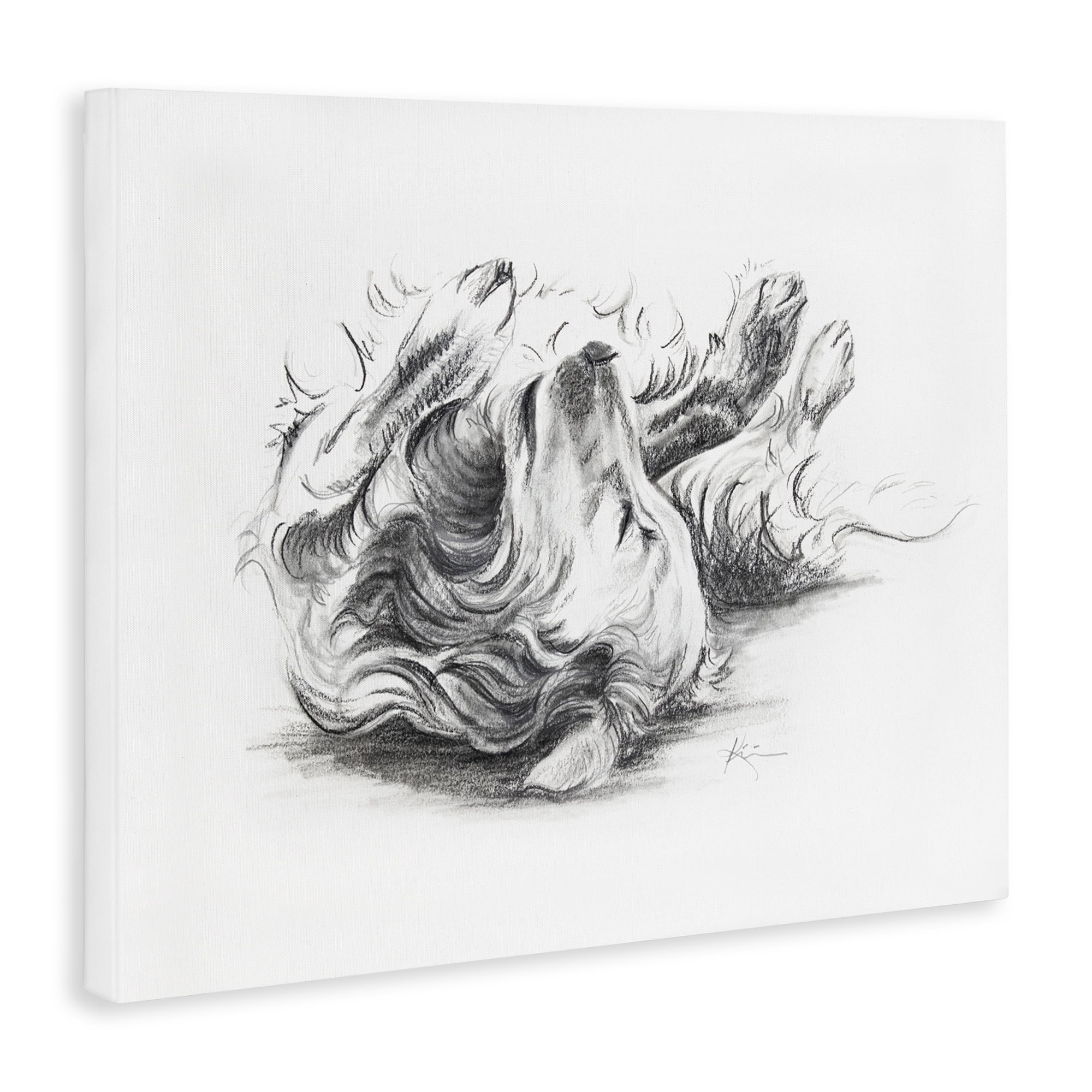 Stupell Industries Naptime Dog Drawing Animals Drawing Wrapped Canvas Art Print Wall Art, 40 x 30