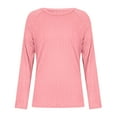 thumbnail image 4 of AINIYS Girls Long Sleeve Tops Kids Lightweight Textured Crewneck Pullover 2025 Fall Trendy Tops Crewneck Knit Basic Tee Pink 110, 4 of 5