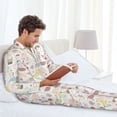 thumbnail image 6 of Honeii Summer Rabbit Pattern Mens Pajamas Set,2pcs Men's Lounge Long Sleeve Sleep Shirt and Pajama Bottoms Sleepwear Set,Mens Pjs Sets-Medium, 6 of 7