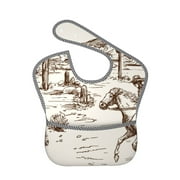 Bingfone Mess-Proof Baby Bib - Waterproof Bib For Baby Boy Or Girl With Food Catcher Pocket, Unisex-Western Desert Cowboys3