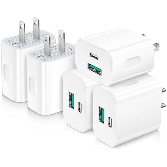 YJJSKEJI USB C Charger Block, TypeC Charging Blocks 5Pack, 20W PD Quick Fast Charger Box Brick Cube Compatible with iPhone 16/15/14 Pro Max/14 Plus/13 Pro/12 Pro/AirPods/iPad/Galaxy,Pixel 4/3