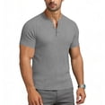 thumbnail image 5 of Gamivast Mens Shirts Casual Stylish Ribbed Knit Short Sleeve Henley Shirts Slim Fit Muscle Shirts Button Placket Solid Soft Daily Wear Fashion Tops, 5 of 6
