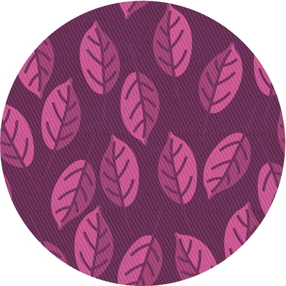 Ahgly Company Machine Washable Indoor Round Transitional Neon Pink Area Rugs, 8' Round