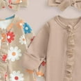 thumbnail image 4 of Karoyedx Fall Baby Outfits Infant Baby Girl Boy Outfits Long Sleeve Jumpsuit Romper One Piece Fall Winter Hoodie Bodysuit Khaki Size,6-9 Months, 4 of 4