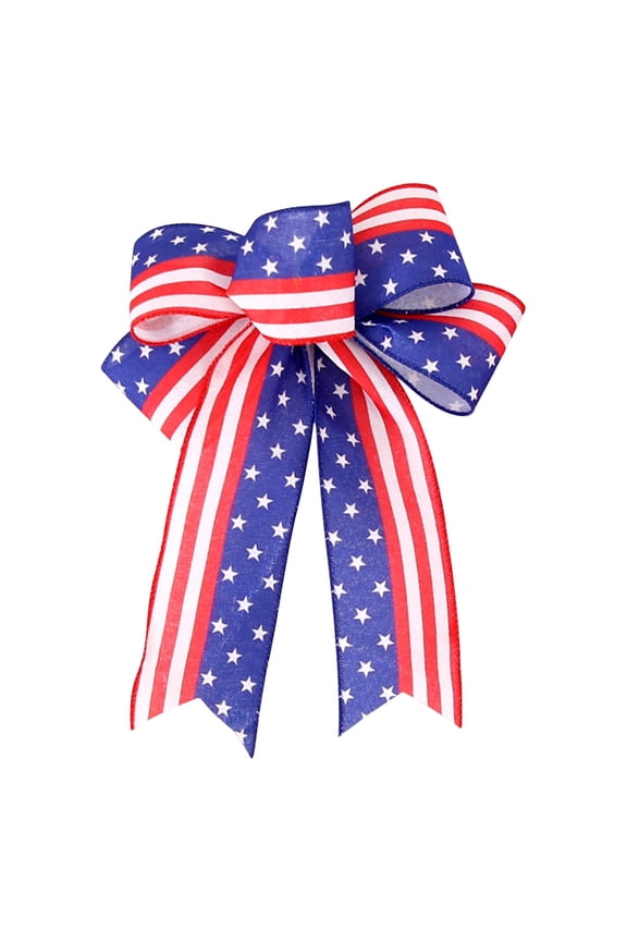 Independence Day Flag Star Ribbon Bow - Patriotic Decor For 4th Of July, Memorial Day,Veteran's Day,Front Door Indoor Outdoor Decorations