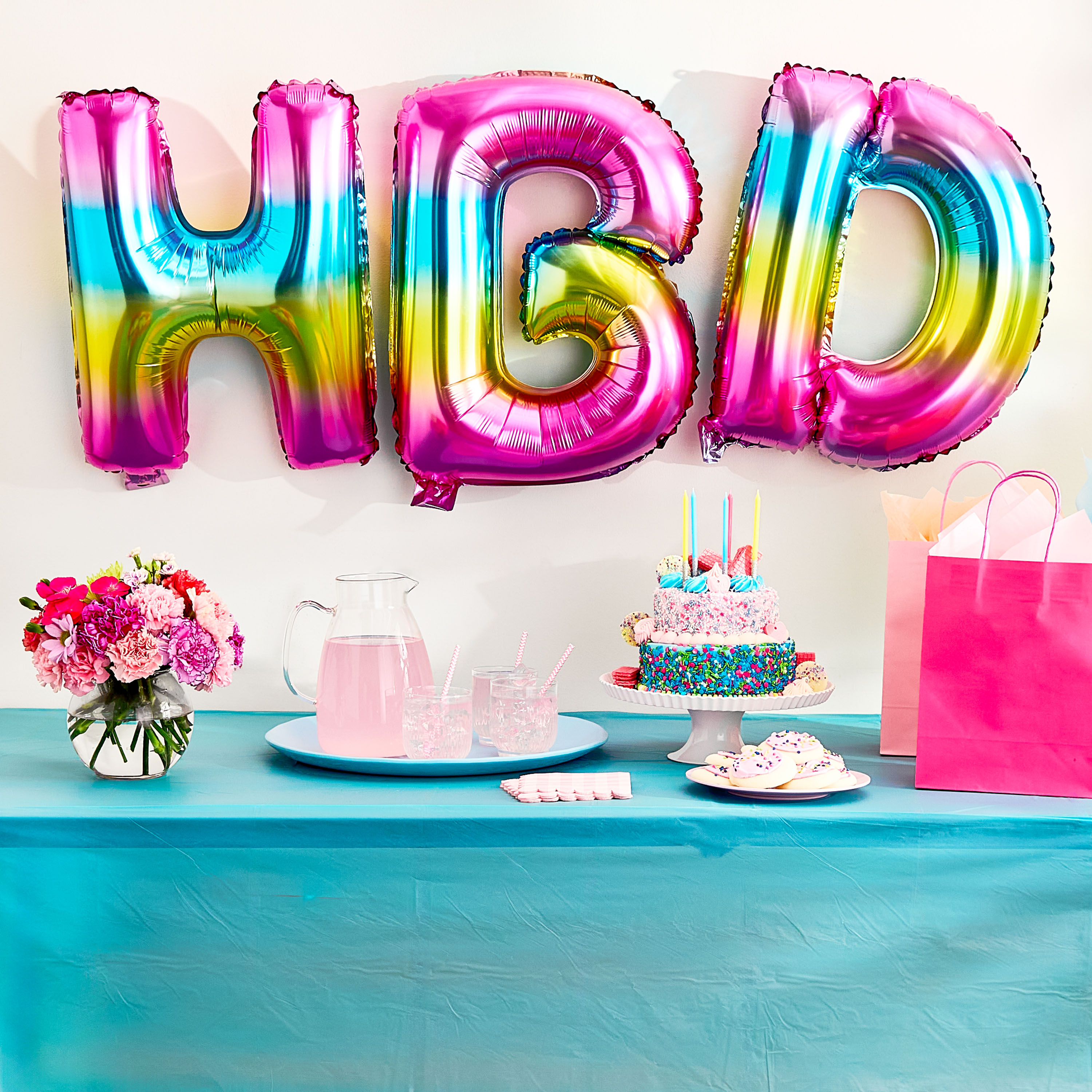 Way To Celebrate Multicolor Happy Birthday Rainbow Foil Balloon Banner photo 3