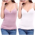 thumbnail image 2 of Fanxing Pack 2 Tank Tops with Built in Bra for Women V-Neck Seamless Camisoles 2 Pcs Summer Workout Going Out Tankini Camis Purple,L, 2 of 6