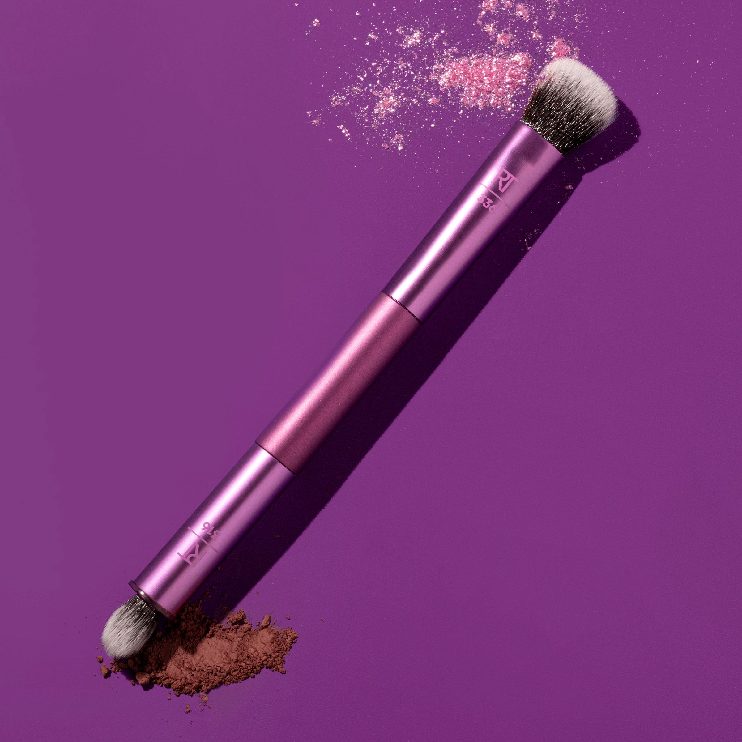 Real Techniques Blend & Define Dual Ended Makeup Brush, For Well Blended Eye Looks, Use With Eye Shadow, Purple, Aluminum Handle and Soft Bristles, 1 Count