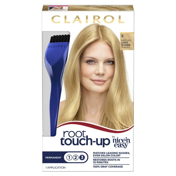 Clairol Root Touch-Up Nice'n Easy Permanent Hair Dye, 9 Light Blonde, Hair Color, 1 Kt