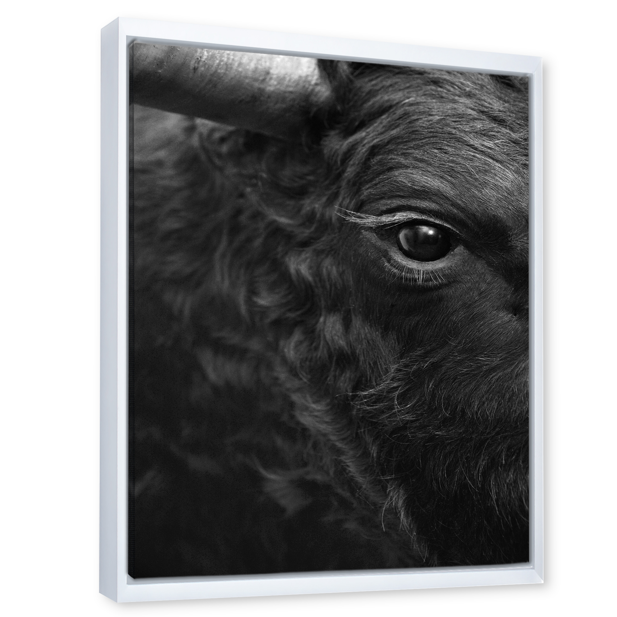 Designart 'Close Up Of Eye Of A Bull' Farmhouse Framed Canvas Wall Art Print