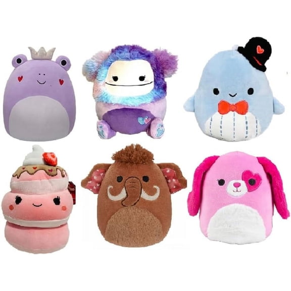 Squishmallows Valentine's Day 5" Set of 6 Mini Plush Francine, Eden, Samir, Shelly, Chienda, Sager