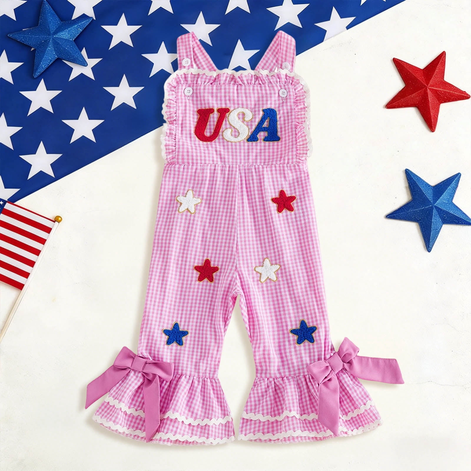4th of July Outfits Baby Girl USA Romper Fourth of July Onesie Independence Day Bodysuit Memorial Day Clothes