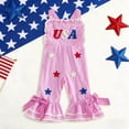 thumbnail image 2 of mgoYE Toddler Girl Clothes 3t 4th Fourth July Toddler Girl Outfit USA Romper Spaghetti Strap Bell Bottoms Jumpsuit Red White Blue Outfits|Pink 2-3 Years, 2 of 4