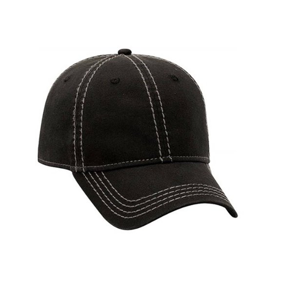 Superior Washed Cotton w/ Heavy Contrast Stitching Low Profile Caps, BlackCharcl