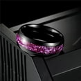 thumbnail image 3 of PAMTIER Men's Stainless Steel Classic Dainty Elegant Dome Style Petals Shaped Purple Crystal Inlay Ring Wedding Band Black Size 12, 3 of 6
