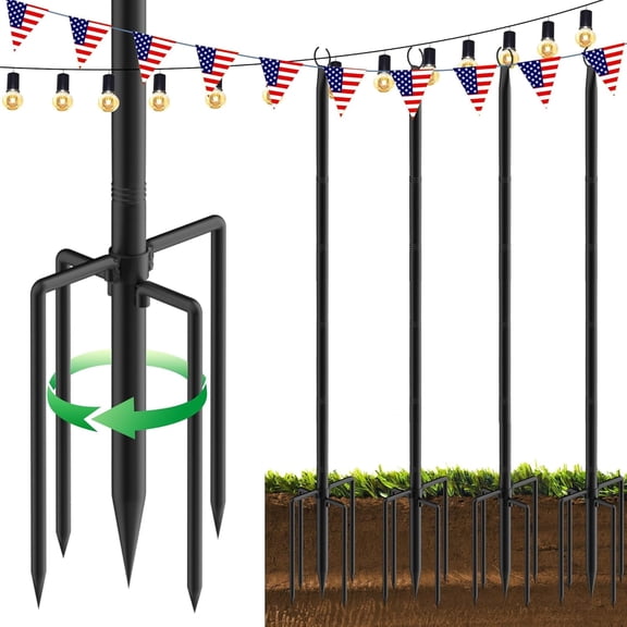 TIME RAY 4Pack 9FT String Light Poles for Outside,Electrophoresis Design Waterproof and Rustproof,for Outdoor String Lights Garden,Patio,Wedding,Backyard,Deck,Party