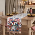 thumbnail image 2 of USA 4th of July Burlap Cotton Table Runner 18x72 Inches Long, Floral Patriotic Grey Wooden Farmhouse Table Runners, Outdoor Dining Tablecloths Decor for Baby Shower/Party/Wedding, 2 of 8