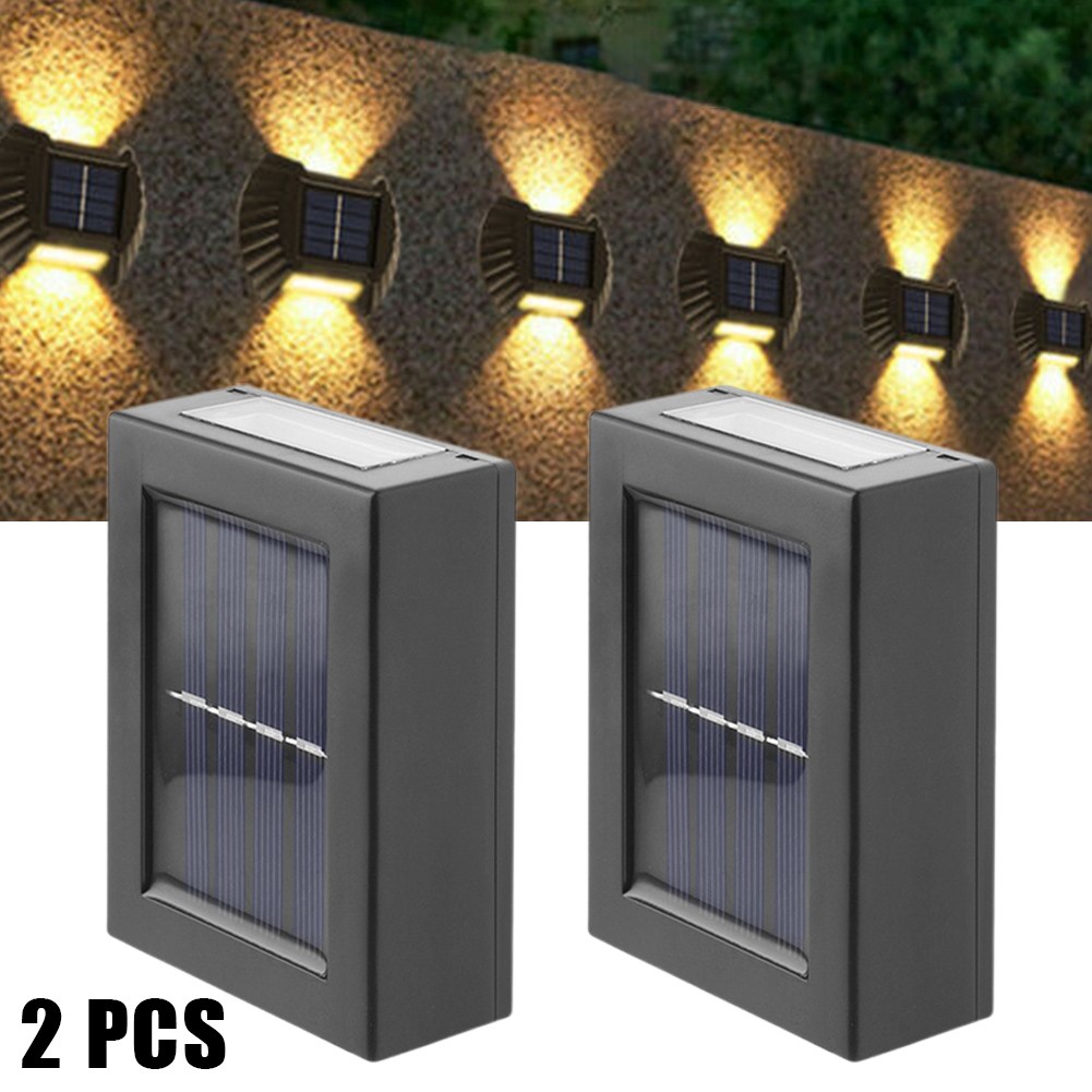 LED Solar Powered Garden Fence Lights Wall Light Patio Outdoor Security