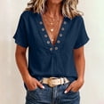 thumbnail image 5 of cocolona Summer V Neck Tops for Women Short Sleeve Grommet Eyelet Shirts Trendy Casual Solid Color Blouses, 5 of 7