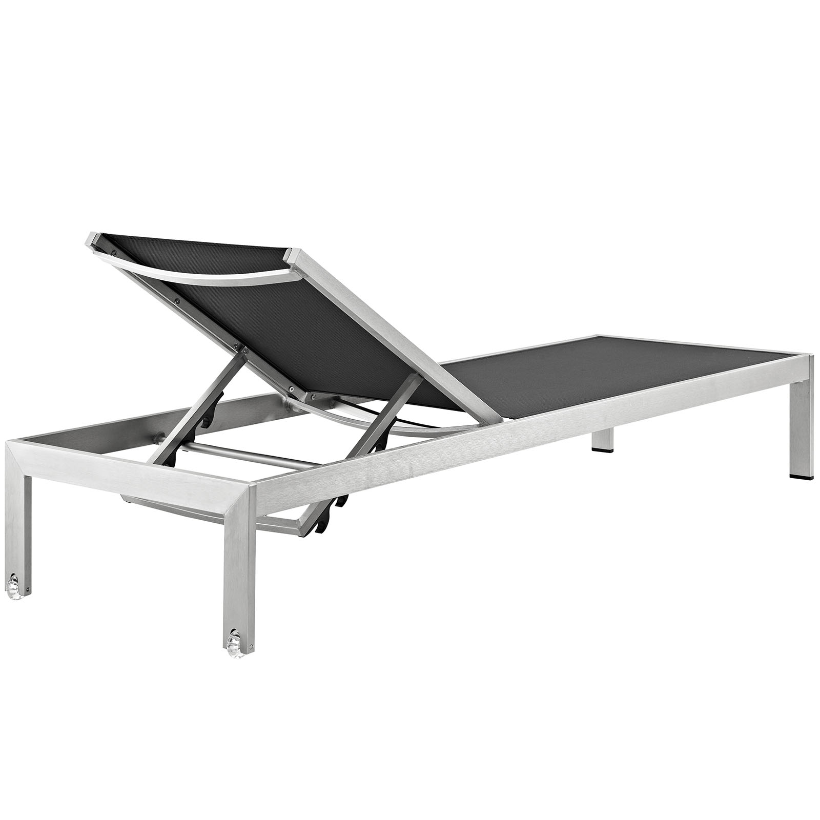 Modern Contemporary Urban Outdoor Patio Balcony Garden Furniture Lounge Chair Chaise and Side Table Set, Aluminum Metal Steel, Black - image 5 of 7